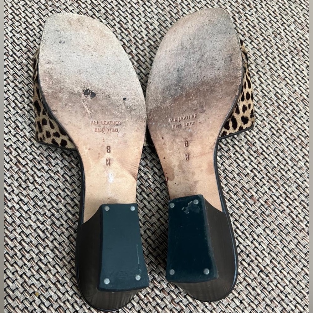 Yves Saint Laurent Leopard hair Print Slide Mules - Black & Brown - Picture 7 of 7